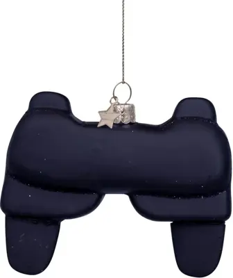 Vondels glazen kerstbal game controller 10cm zwart - afbeelding 2