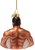 Vondels glazen kerstbal gebruinde gespierde man 8cm bruin - afbeelding 3