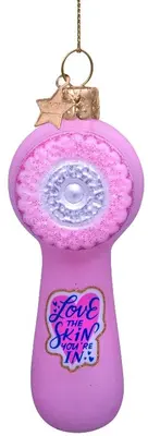 Vondels glazen kerstbal gezichtsreiniger 10cm roze - afbeelding 4