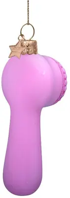 Vondels glazen kerstbal gezichtsreiniger 10cm roze - afbeelding 3