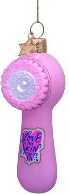 Vondels glazen kerstbal gezichtsreiniger 10cm roze - afbeelding 1