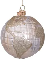 Vondels glazen kerstbal globe 11cm champagne  - afbeelding 1