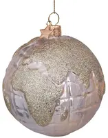 Vondels glazen kerstbal globe 11cm champagne  - afbeelding 2