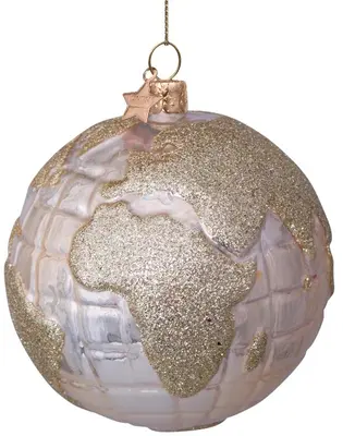 Vondels glazen kerstbal globe 11cm champagne  - afbeelding 3