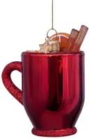 Vondels glazen kerstbal glüwhein 8.5cm rood - afbeelding 4