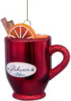 Vondels glazen kerstbal glüwhein 8.5cm rood - afbeelding 2