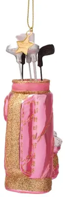 Vondels glazen kerstbal golftas 14cm roze - afbeelding 2