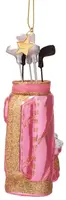 Vondels glazen kerstbal golftas 14cm roze - afbeelding 2