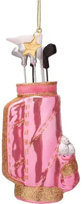 Vondels glazen kerstbal golftas 14cm roze - afbeelding 1