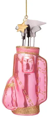 Vondels glazen kerstbal golftas 14cm roze - afbeelding 3