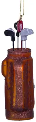 Vondels glazen kerstbal golftas 15cm bruin - afbeelding 4