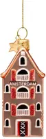 Vondels glazen kerstbal grachtenpand 9cm bruin - afbeelding 1