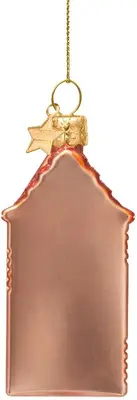 Vondels glazen kerstbal grachtenpand 9cm bruin - afbeelding 3