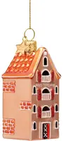 Vondels glazen kerstbal grachtenpand 9cm bruin - afbeelding 2