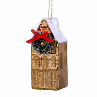 Vondels glazen kerstbal grachtenpand 9cm goud - afbeelding 1