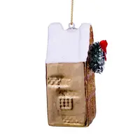 Vondels glazen kerstbal grachtenpand 9cm goud - afbeelding 3
