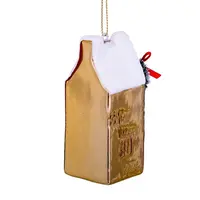 Vondels glazen kerstbal grachtenpand 9cm goud - afbeelding 4