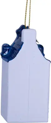 Vondels glazen kerstbal grachtenpand met halsgevel 9cm delfts blauw - afbeelding 4
