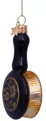 Vondels glazen kerstbal haarborstel 11cm zwart, goud  - afbeelding 1