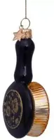 Vondels glazen kerstbal haarborstel 11cm zwart, goud - afbeelding 1