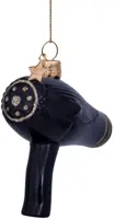 Vondels glazen kerstbal haardroger 9cm zwart - afbeelding 4