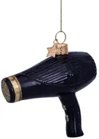Vondels glazen kerstbal haardroger 9cm zwart - afbeelding 6