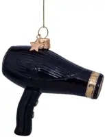 Vondels glazen kerstbal haardroger 9cm zwart - afbeelding 1