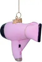 Vondels glazen kerstbal haardroger set 6.5cm roze - afbeelding 4