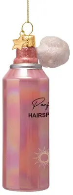 Vondels glazen kerstbal haarspray 12cm roze - afbeelding 2