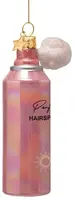 Vondels glazen kerstbal haarspray 12cm roze - afbeelding 2