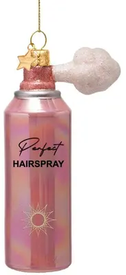 Vondels glazen kerstbal haarspray 12cm roze - afbeelding 1