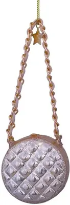 Vondels glazen kerstbal handtas 5.5cm champagne - afbeelding 1