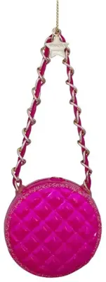 Vondels glazen kerstbal handtas 5.5cm roze - afbeelding 1