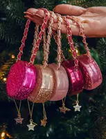 Vondels glazen kerstbal handtas 5.5cm roze  - afbeelding 3