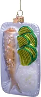 Vondels glazen kerstbal haring met zuur en uitjes 11cm multi - afbeelding 3
