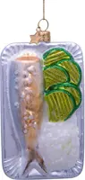 Vondels glazen kerstbal haring met zuur en uitjes 11cm multi - afbeelding 1