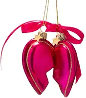 Vondels glazen kerstbal hart 'best friends' 8.5cm roze - afbeelding 2