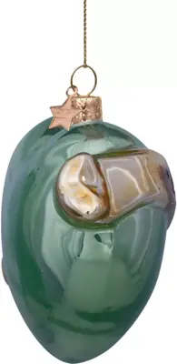 Vondels glazen kerstbal hart 'i love veggies' 10cm groen  - afbeelding 3
