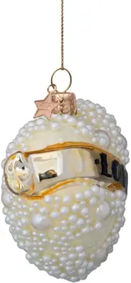 Vondels glazen kerstbal hart 'love' 9.5cm wit  - afbeelding 3