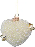 Vondels glazen kerstbal hart 'love' 9.5cm wit  - afbeelding 4