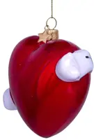 Vondels glazen kerstbal hart 'thank you' 10cm rood, wit  - afbeelding 5