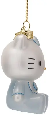 Vondels glazen kerstbal Hello Kitty baby 9cm blauw, wit - afbeelding 2