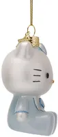 Vondels glazen kerstbal Hello Kitty baby 9cm blauw, wit - afbeelding 2