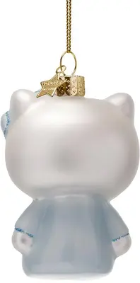 Vondels glazen kerstbal Hello Kitty baby 9cm blauw, wit - afbeelding 3