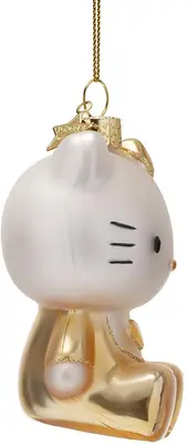 Vondels glazen kerstbal Hello Kitty baby 9cm goud, wit - afbeelding 2