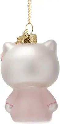 Vondels glazen kerstbal Hello Kitty baby 9cm roze, wit - afbeelding 3