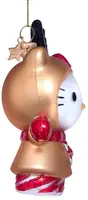 Vondels glazen kerstbal Hello Kitty rendier 9cm bruin, rood - afbeelding 4