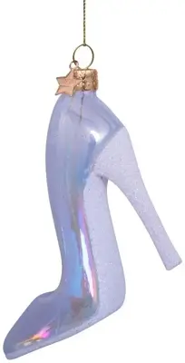 Vondels glazen kerstbal hoge hak 12cm transparant - afbeelding 2