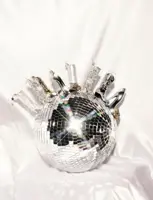 Vondels glazen kerstbal hoge hak met strik 10cm zilver, goud - afbeelding 6