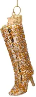 Vondels glazen kerstbal hoge laars 10.5cm goud - afbeelding 3